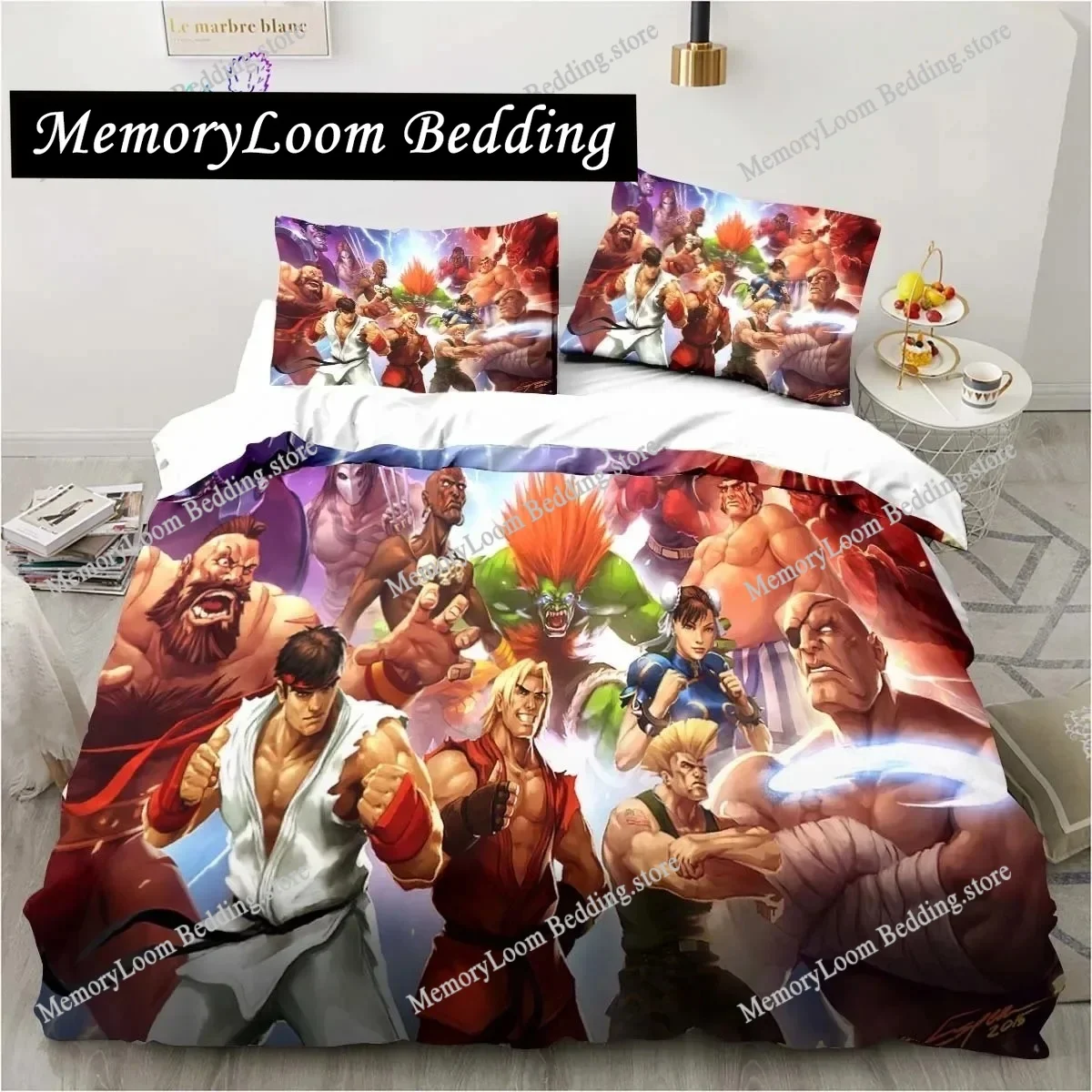 3D Printing Trendy Soft Street Fighter Game Bedding Set Duvet Cover Pillowcase Comforter King/Queen Size Boys Adult Bed Set