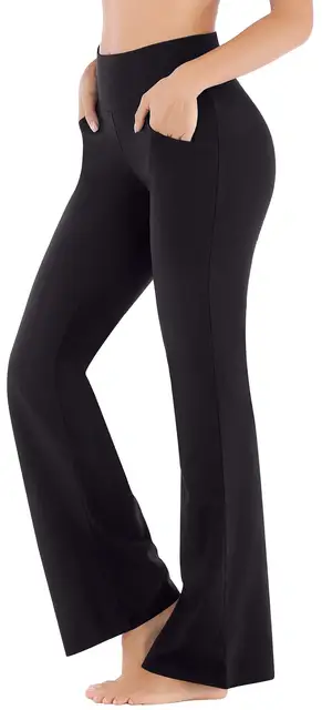 Spodnie do jogi Bootcut z kieszeniami dla kobiet - Legginsy Flare
