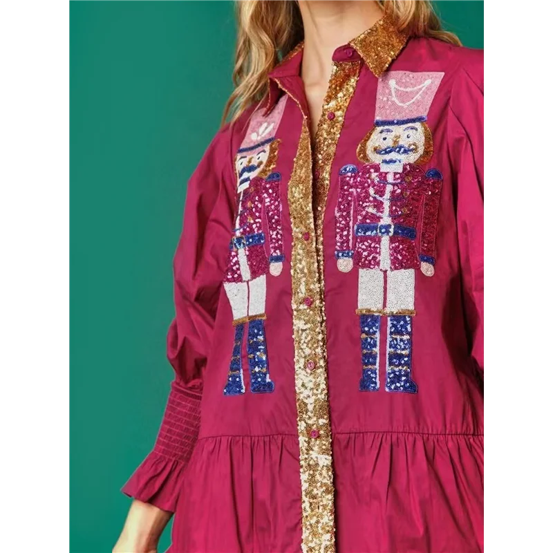 Costume da donna Schiaccianoci Camicia Abito da vacanza Babbo Natale Felpa Maglione Mini abito