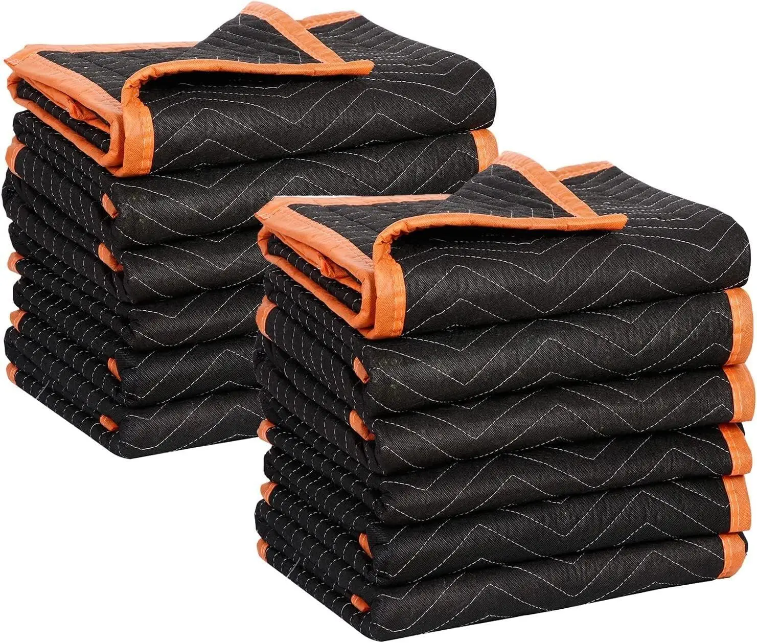 Heavy Duty Padded Moving Blankets, Black/Orange, 72” x 80”, Pack of 12 - Professional Protection for Furniture and Storage