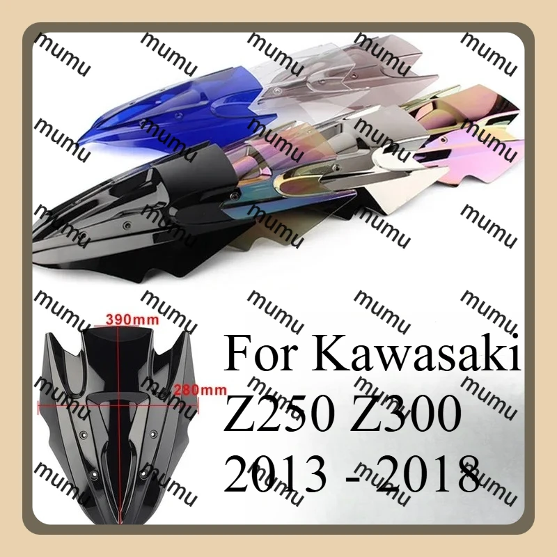 For Kawasaki Z250 Z300 2013 - 2018 Motorcycle Wind Deflector Double Bubble Windshield Protector Windscreen Z 250 300 15 16 17 14