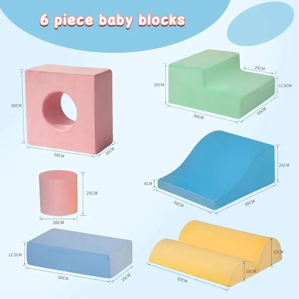 6-teilige Kletterblöcke für Kleinkinder, Spielset aus weichem Schaumstoff für 1–3 Jahre, Indoor-Aktivitätsspielzeug für die Kleinen