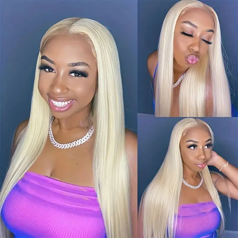 Blonde 613 Straight 13x6 HD Lace Frontal Wig 13x4 Glueless 20 40 Inch Straight  Bleached Brazilian 150 Density Human Hair Wig