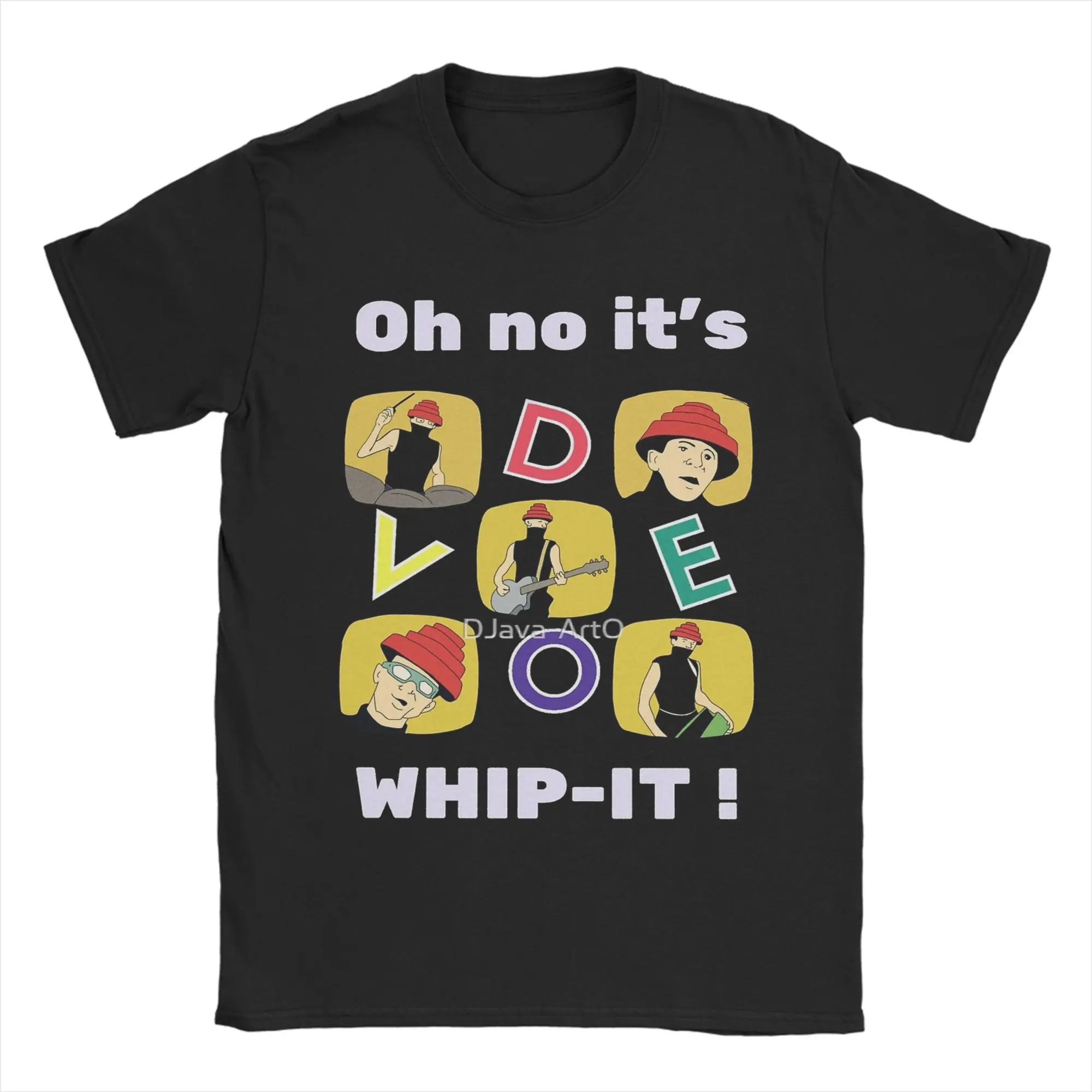 Whip The Devo Men T Shirts  Fun Tee Shirt Short Sleeve Crewneck T-Shirt 100% Cotton Printed Clothes