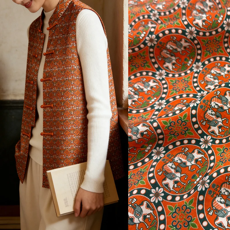Tela De Lana Y Seda Naranja Con Estampado De Caballos Y Círculos De 20,5 Mm De Ancho, 140 Cm, Para Chaquetas De Otoño, Pantalones, Ropa, Material De Costura Diy R6330 — -12%, 6.78€ Coupon, from 49.69€ – 12% descuento – €49.69