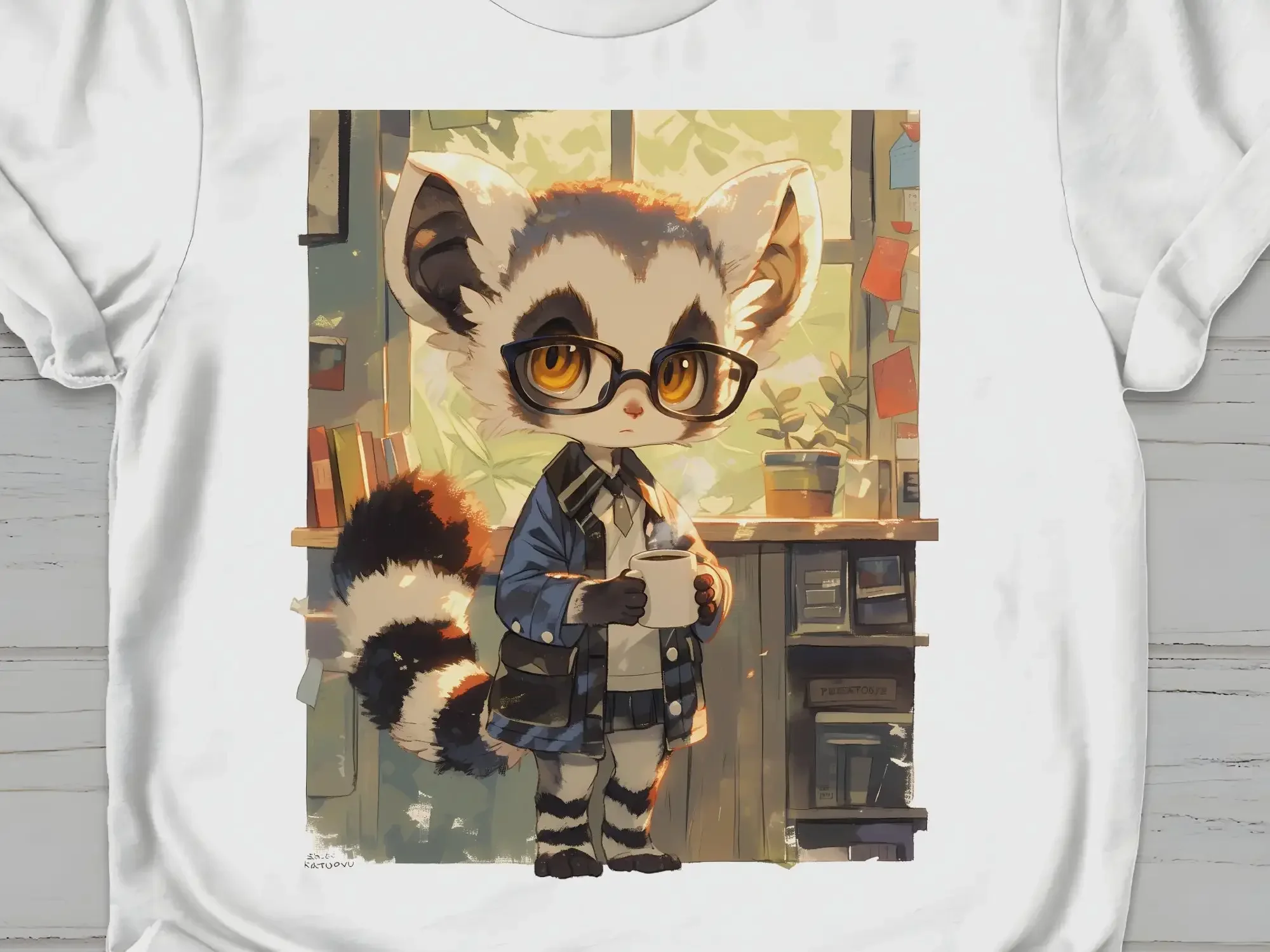 Cute Lemur Teacher Drinking Coffee T Shirt Classroom Themed Unique Wildlife Lover