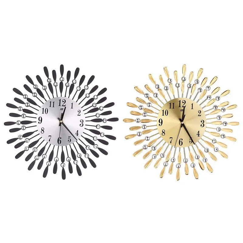 Grande horloge murale 3D avec biscuits brillants, style soleil, décor de salon moderne, nouveau, 15 po