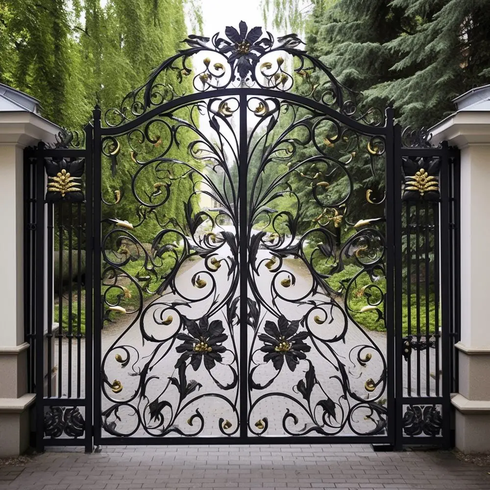 Fireproof wrought iron anti-theft door, residential fire-resistant coated heat-resistant metal door