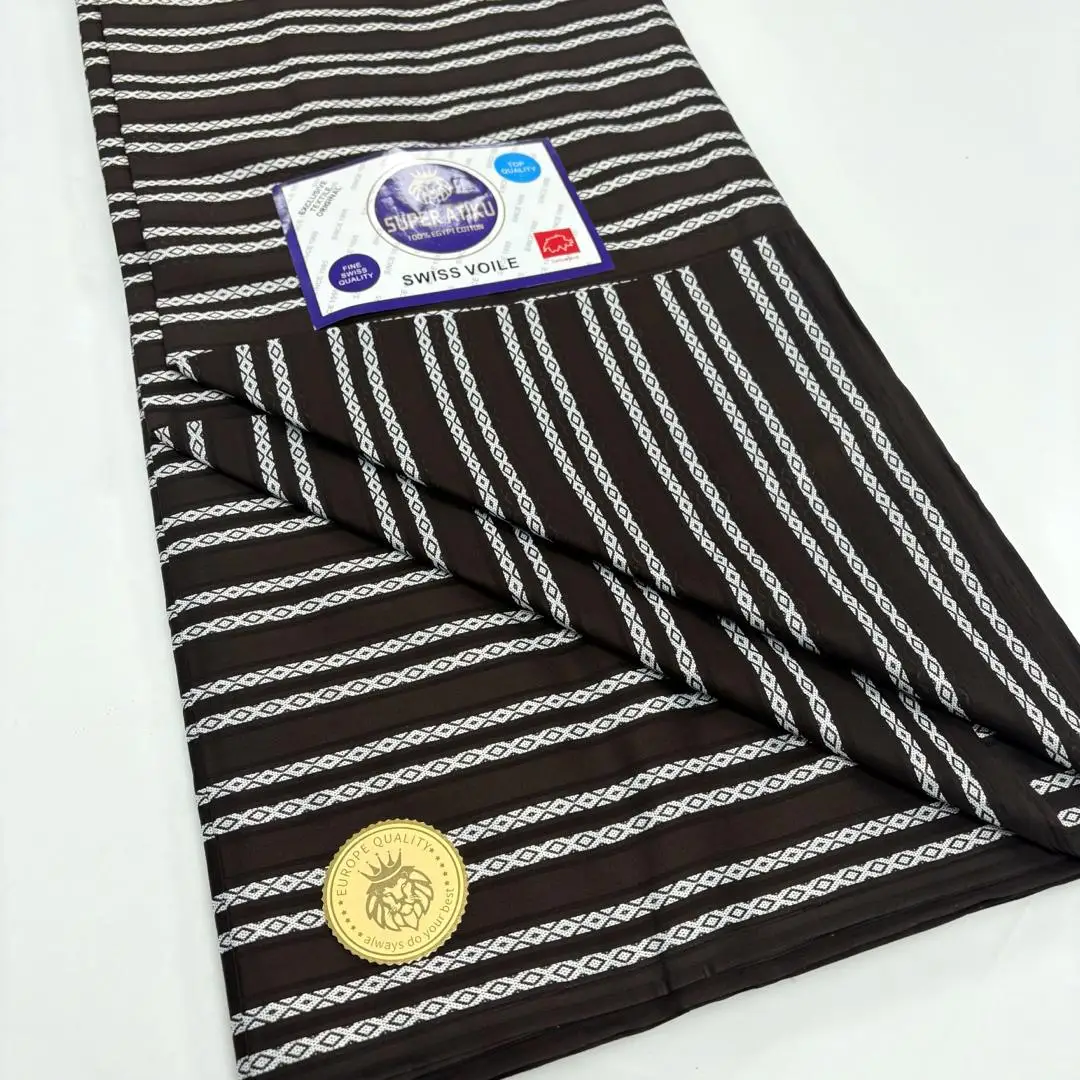 5 ياردة مادة Atiku مع شريط 100% قطن جودة عالية لينة الأفريقي Atiku النسيج السويسري الفوال القطن للرجال القماش M13-1