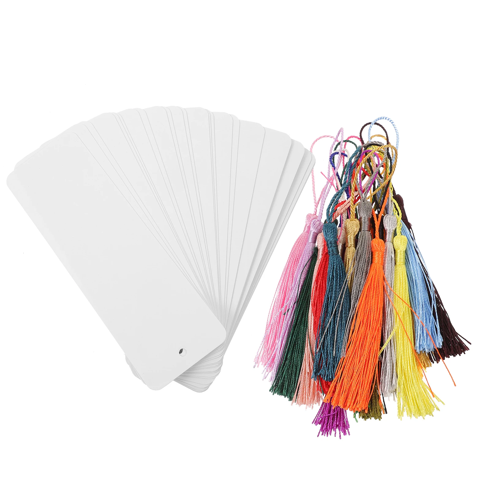 

24pcs Mark White Plain Printable Student Tassel Decorative Gifts Crestive Bookmark DIY Project Stationery