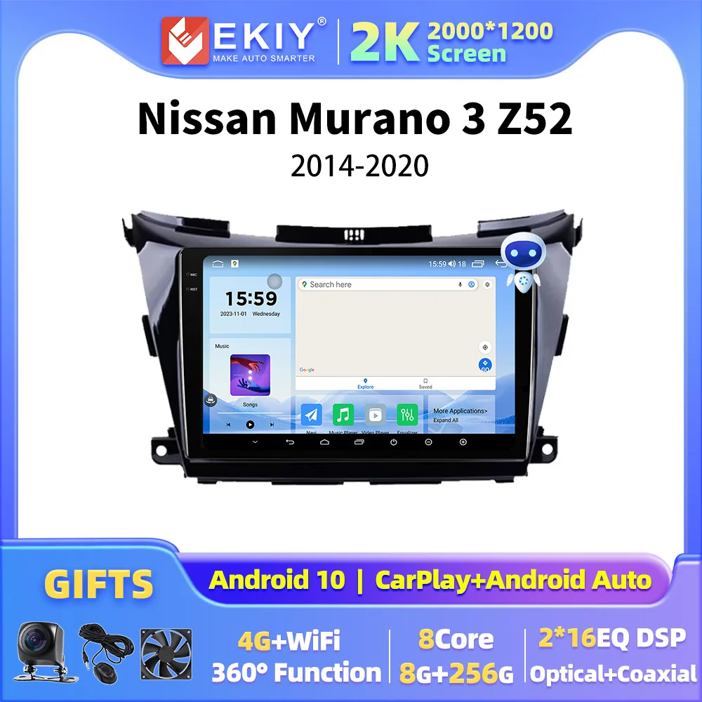 EKIY Car Radio For Nissan Murano 3 Z52 2014 2015 2016 2017 2018 2019 2020 Multimedia Video Player Navigation GPS Stereo DSP