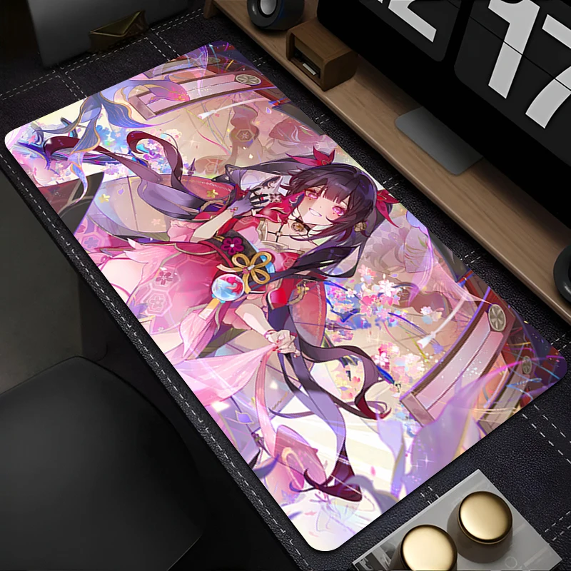 لوحة ماوس أنمي ملحقات الألعاب H-honkai Star Rail Sparkle Office لوحة مفاتيح كبيرة حصيرة مكتبية للكمبيوتر الشخصي وسادة مطاطية ممتدة