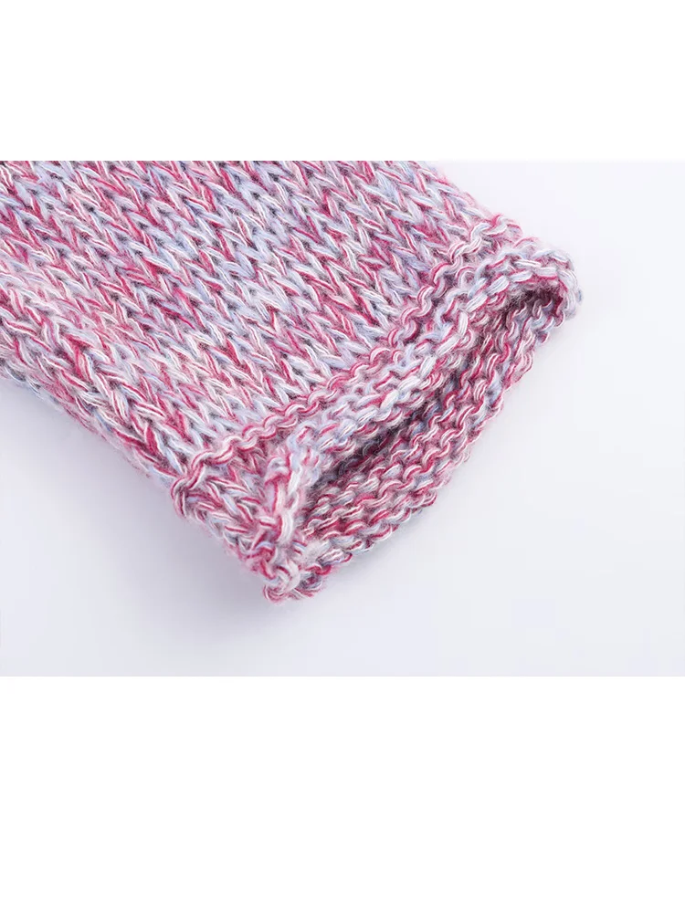 HH المرأة الخريف مرونة البلوز طويلة الأكمام البلوز المرأة عادية فضفاض محبوك الشارع الشهير القمم الياقة المستديرة سترة القمم