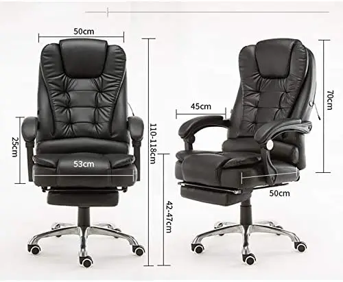 #*High Back PU Leather Executive Massage Office Chair with Vibration, Swivel Recliner with Footrest for Home and Business