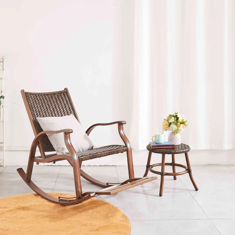 

Leisure Rocking Chair Outdoor Home Living Room Balcony Lazy Rocking Chair Rattan Single Elderly Happy Chair