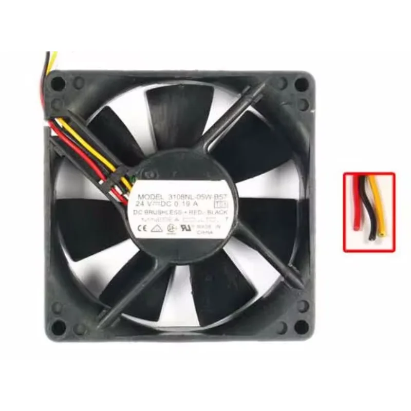 NMB-MAT 3108NL-05W-B57 T01 DC 24V 0.19A 80x80x20mm 3-Wire Server Cooling Fan