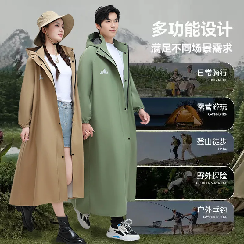Electric vehicle raincoat trench coat type one-piece with sleeves raincoat whole body thickened and rainstorm-proof riding
