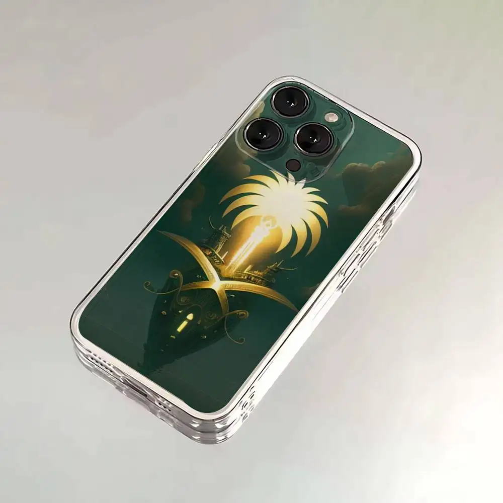 المملكة العربية السعودية حافظة هاتف بعلم آيفون 17,16,15,14,13,12,Pro,Max,Plus,E,SE4,Air,Mini غطاء شفاف #5