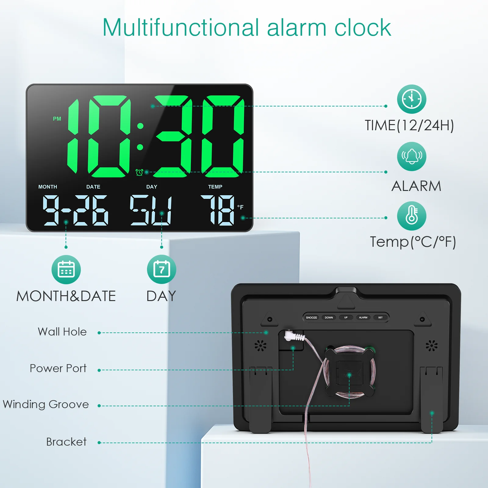 ORIA Digital Wall Clock 11.5