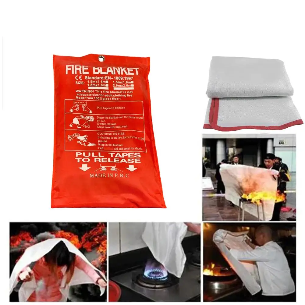 Fire Blanket For Home Fire Shelter Large Suppression Fiberglass Fire Retardant Blanket Portable Fireproof Emergencies Survival