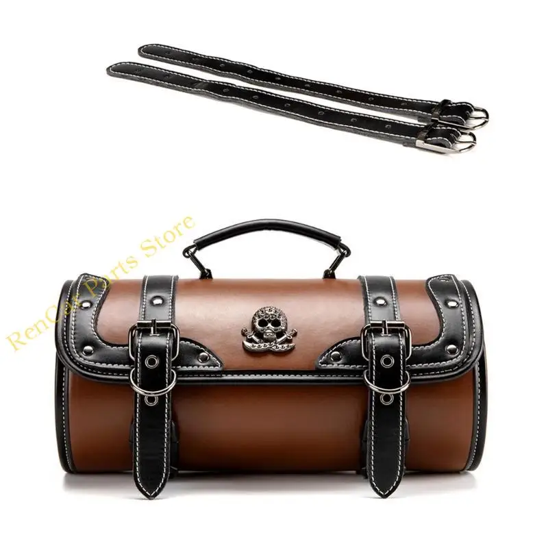 

F19A Vintage Punk styles Motorcycle Handlebar Bag PU Leather for Tool & Essential