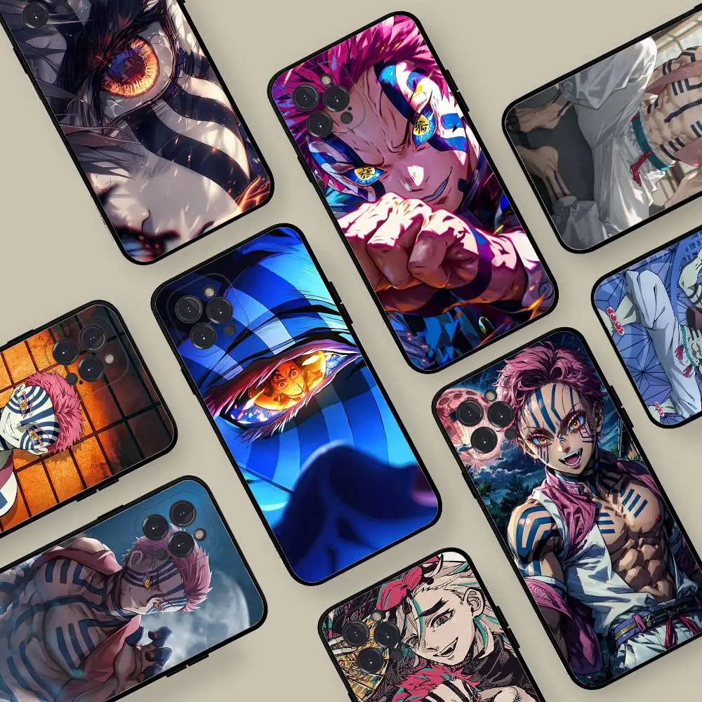 

D-Demon S-Slayer Akaza Phone Case For Iphone 17 16 15 14 13 12 11 Pro Max Plus Black Shell Cover Case