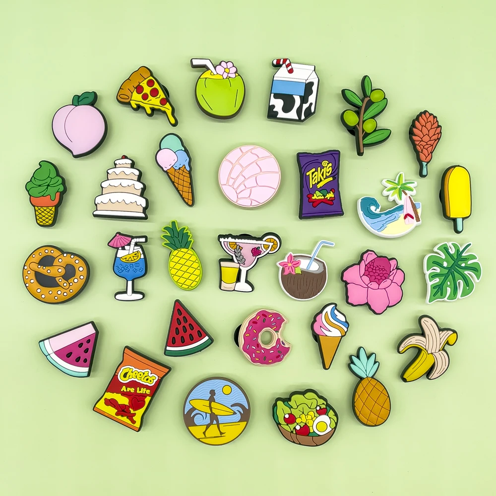 1/30pcs Summer Style Shoe Charms Cute Food Coconut Banana Shoe Accessories Decorations Pizza Donuts Ice Cream Fits All Clogs image 2