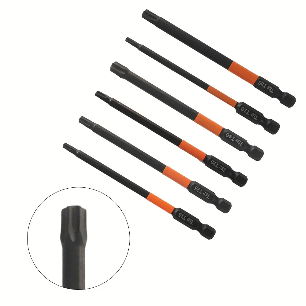 1pc 100mm Length Hex Head Screwdriver Bit 1/4 Hex Quick Change Impact Driver Magnetic Screwdriver Drill Bits T10/T15/T20/T25/T30