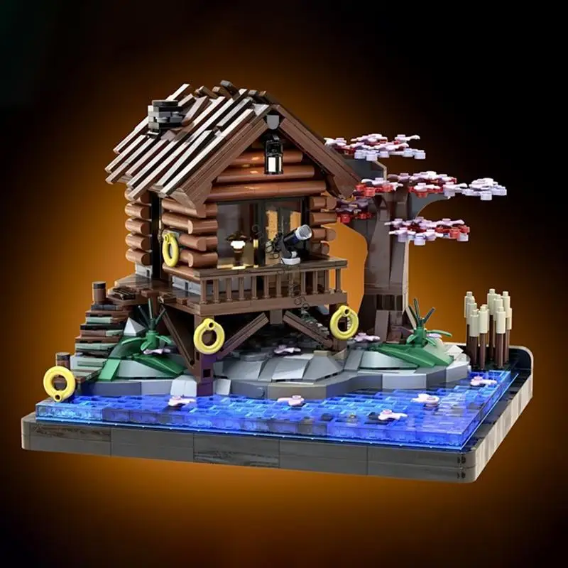 

New 1587PC City Hot Selling Street View Moc Modular Lake Cabin House Model Custom Puzzle Diy Creative Ideas KidToy Birthday Gift