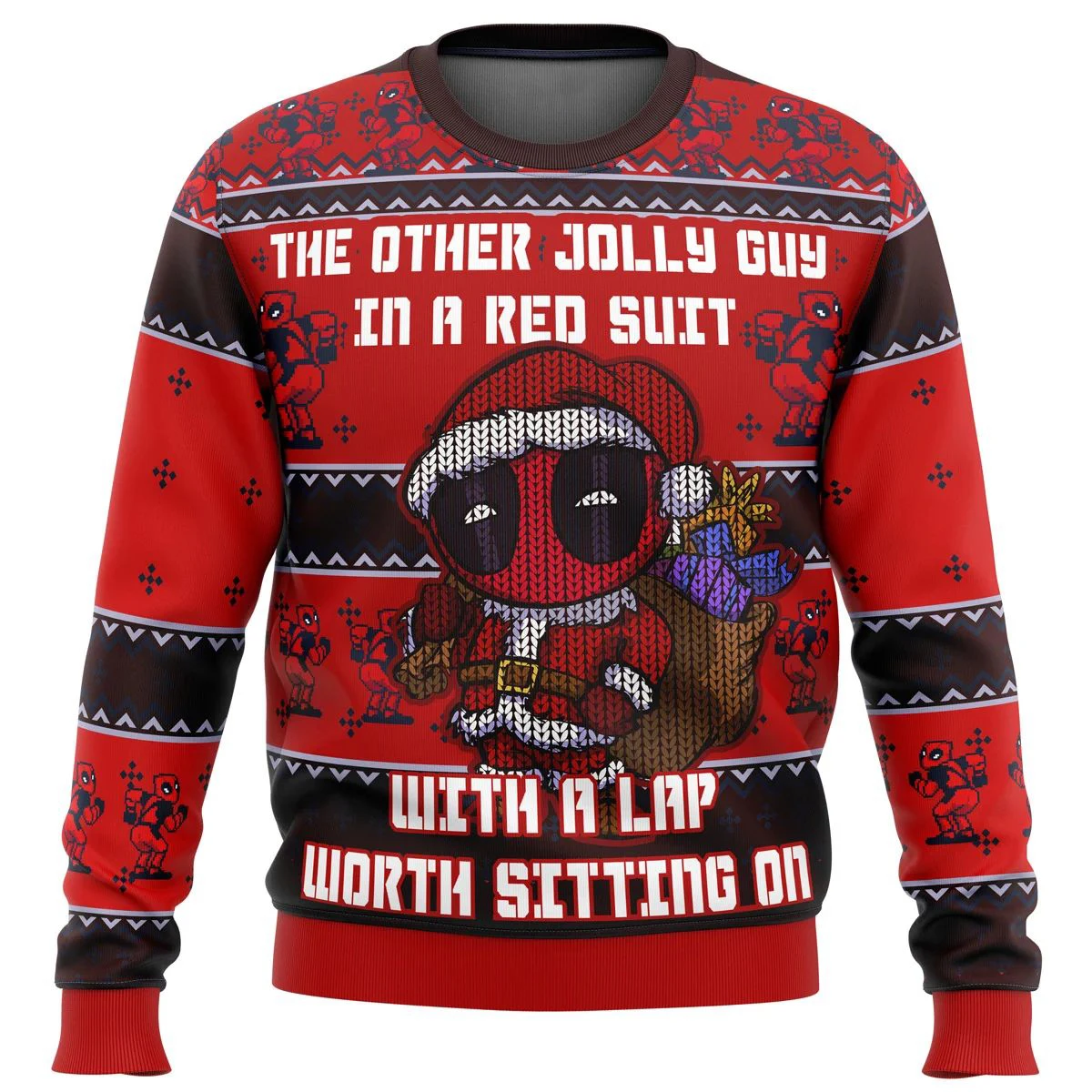 2024 Jesień / zima Nowa moda Street Sports Tops Świąteczny sweter Deadpool Jolly Red Guy Gorąca wyprzedaż O-Neck Pullover Santa Claus