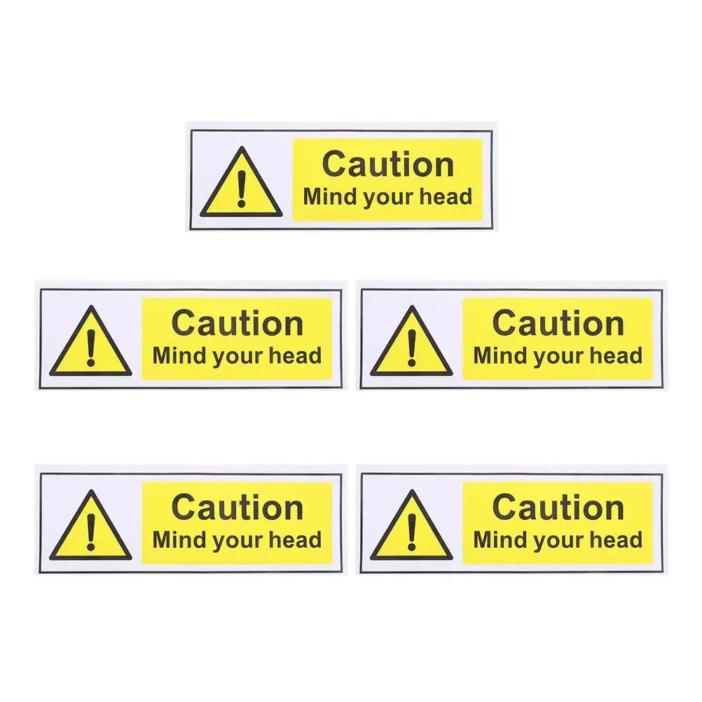

5 Pcs Safety Signs Stickers Waterproof Oil Proof PP Material Strong Adhesive Wall Poster Pub Bar Street Sign Alert Head Decor
