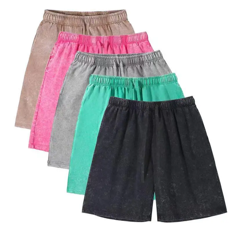 lezyan-mais-novo-algodao-puro-resistente-velho-frito-floco-de-neve-esportes-shorts-casuais-algodao-lavado-retro-solto-oversize-fitness-ginasio