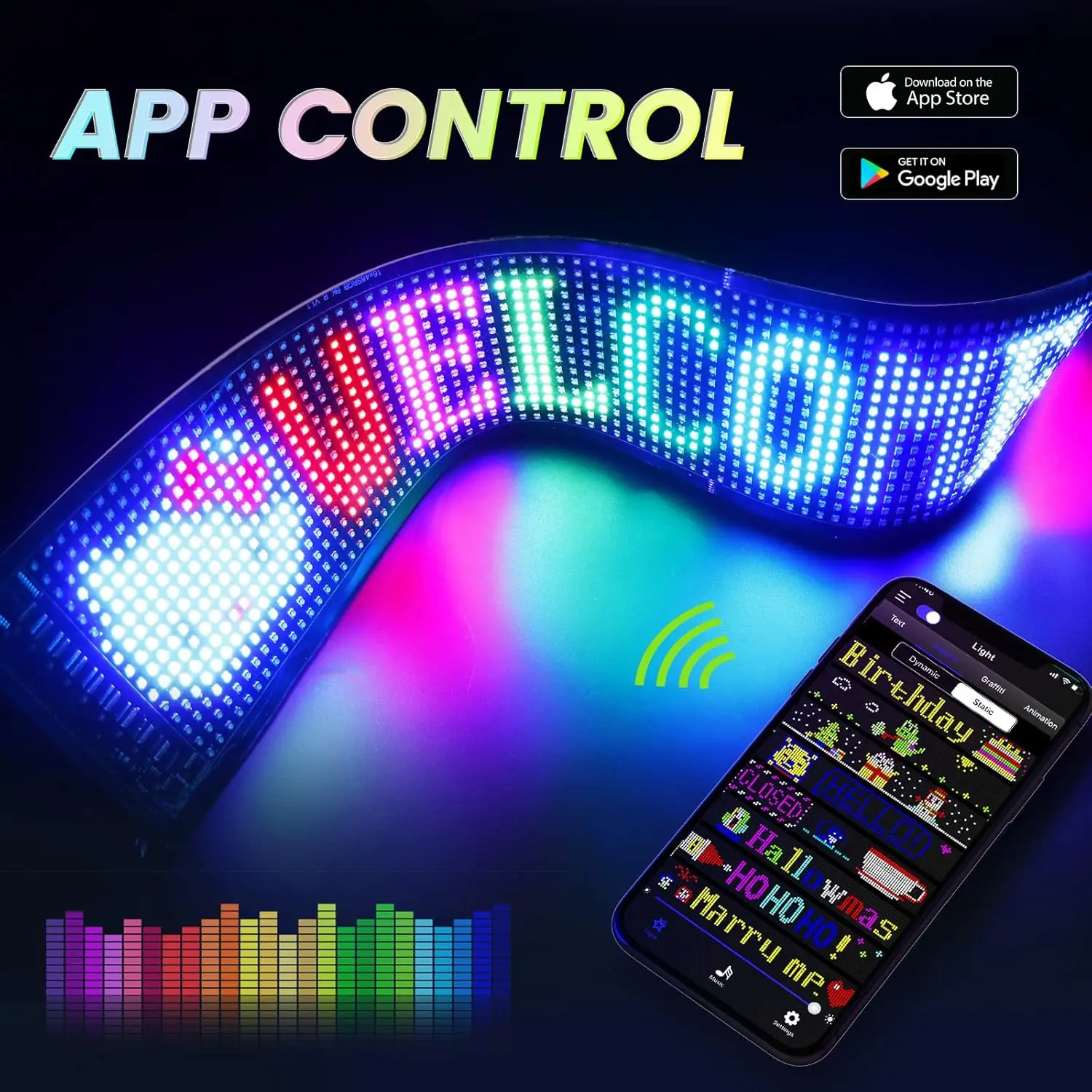 Scrolling Advertising LED Sign Panel Bluetooth App Control Logo Light Customize Text Pattern Animation Programmable Car Display
