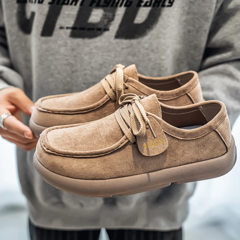 

Мужские повседневные лоферы в корейском стиле, минималистичные, с широким носком, для активного отдыха, на плоской подошве, для вождения