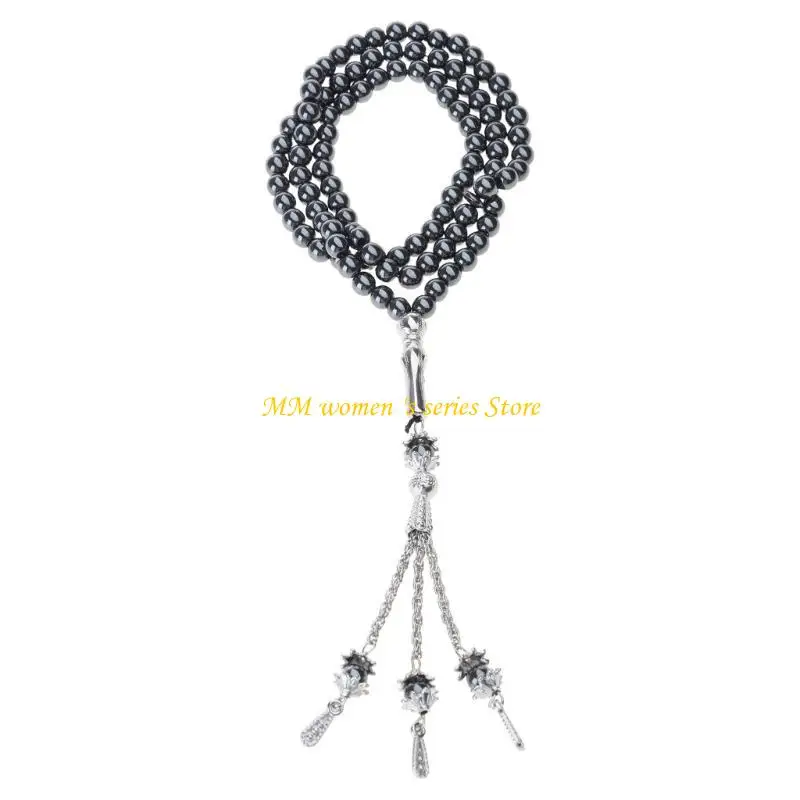 

Q39C Унисекс Гематитовые каменные четки Удобный браслет для мужчин и женщин