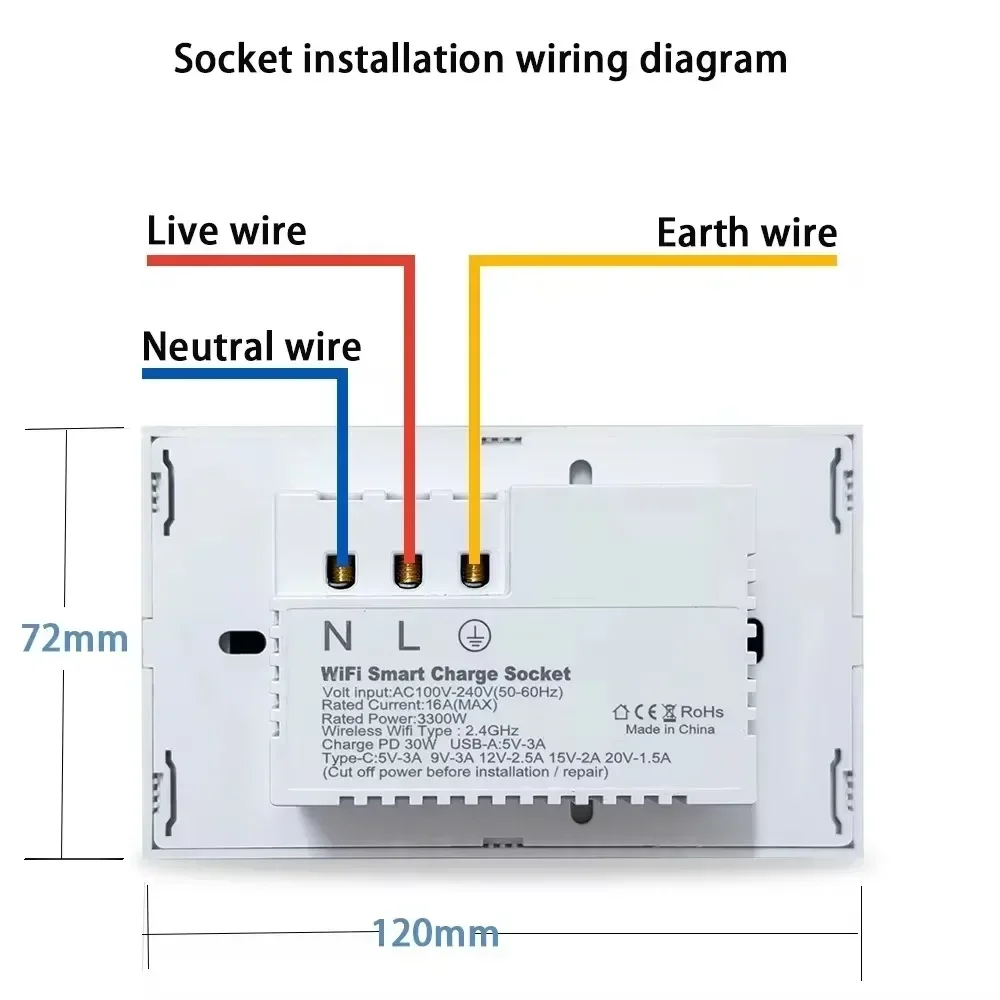 Melery Wall Socket US Plug Outlet 15A USB TYPE-C 30W WIFI Tuya Smart Power Touch Wireless Remote by Alexa Google Home Kitchen