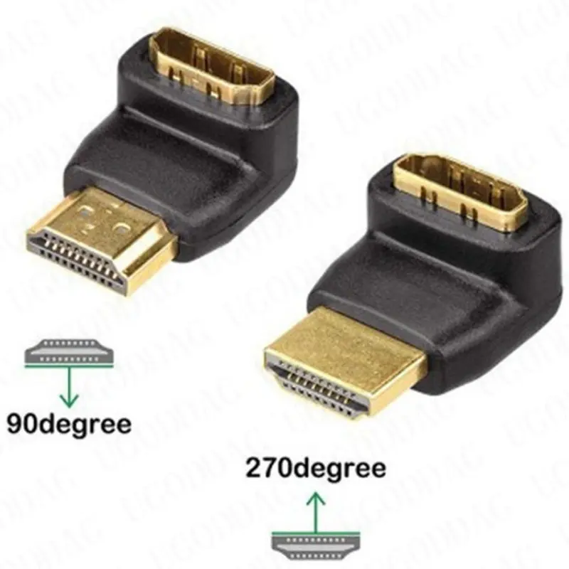 HDMI-Compatible Adapter Male To Female L-type 90/270 Degree Right Angle 4K HDTV Extender Male To Female Cable Connector For HDTV