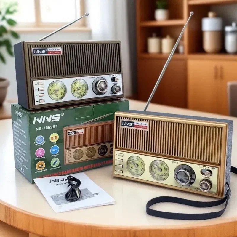 Portable Retro Full-band Pointer Wheel Tuning High-volume Radio Wireless BT Speaker Support USB TF Mp3 Player for Elderly Radios