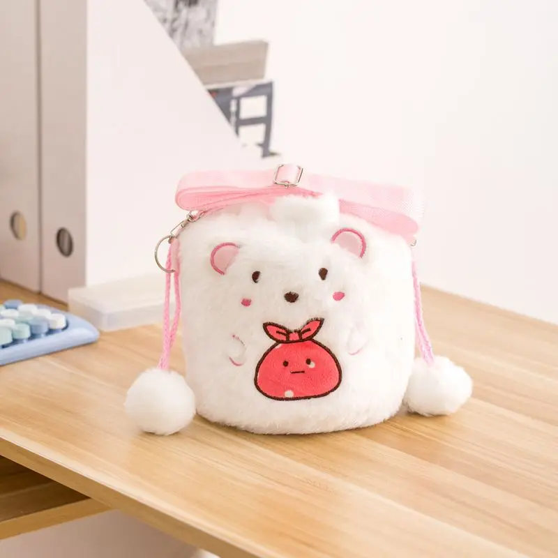 Sumikkogurashi Anime Hobby lagarto camarones fritos dibujos animados bolso cruzado de felpa chica salida bolsa de almacenamiento con cordón regalo de cumpleaños