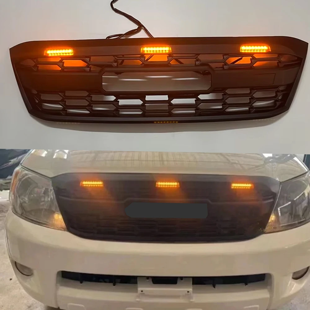 Modified GR Racing Grill For Hilux Vigo 2005 2006 2007 2008 2009 2010 2011 Radiator Grille LED Front Grills Bumper Mask Mesh