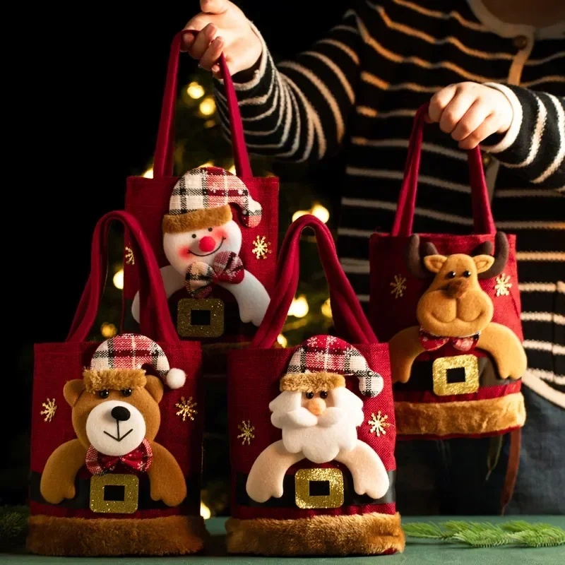 

Christmas Tote Bags Snowman Fawn Gift Bags Children Gift Candy Storage Christmas Decorations
