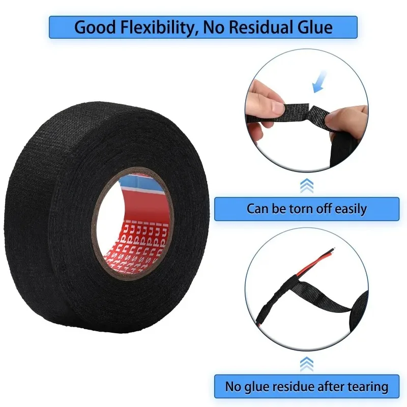 For Tape Electrical Tape Heat Resistant Wire Harness Bundle Insulation Wiring Fabric Cloth Wrap Waterproof Length 10/20m New