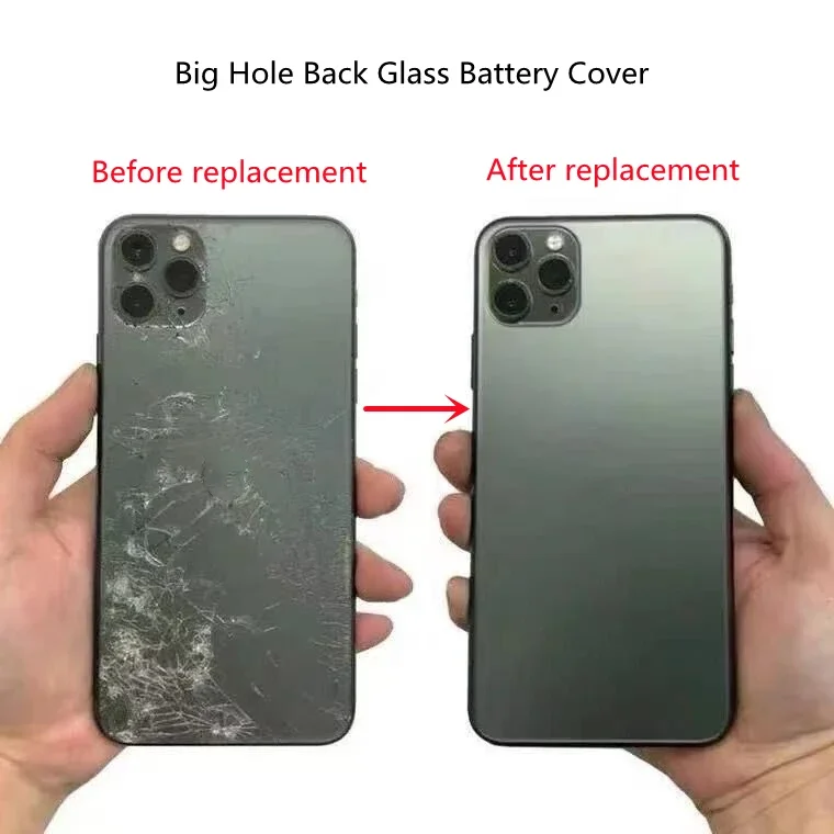For iPhone 12 12 Pro 12Pro Max 12mini Large hole back glass battery back cover  shell for iPhone phone shell battery door cover image 3