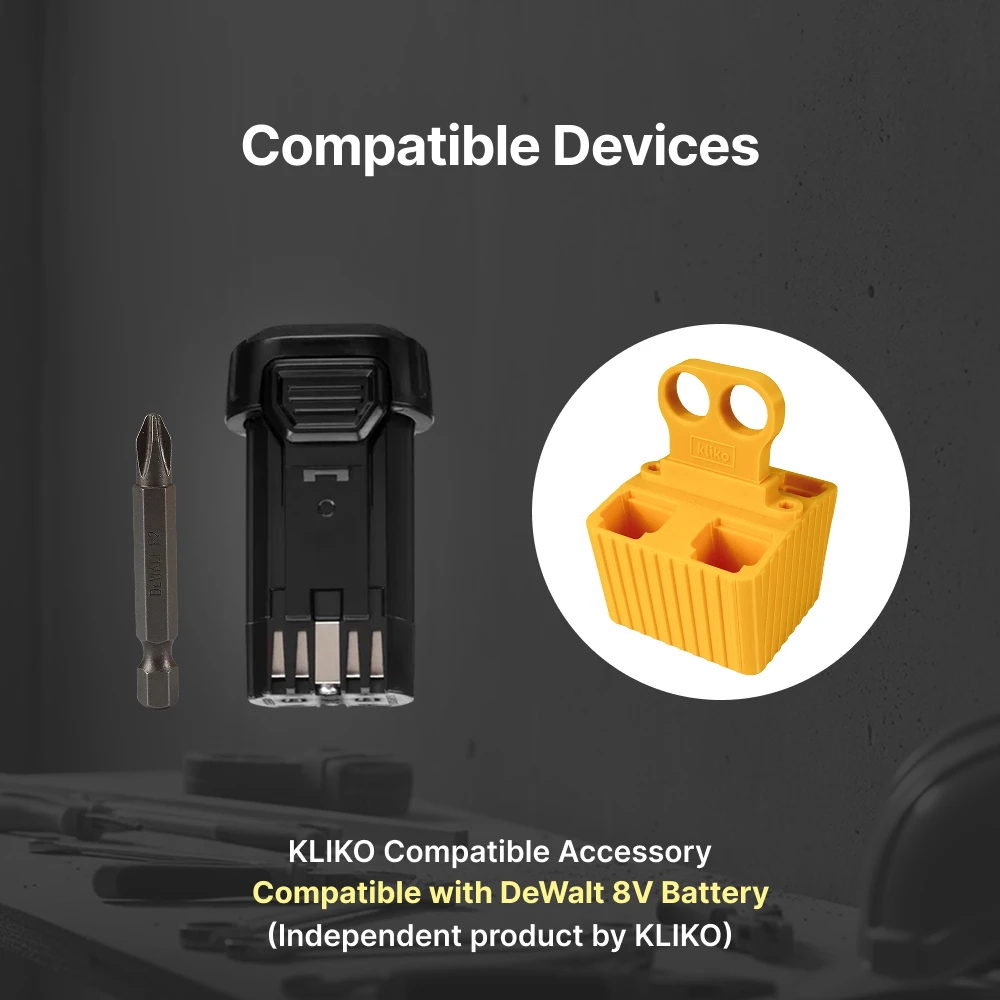 Compatible with DeWalt 8V battery caddy