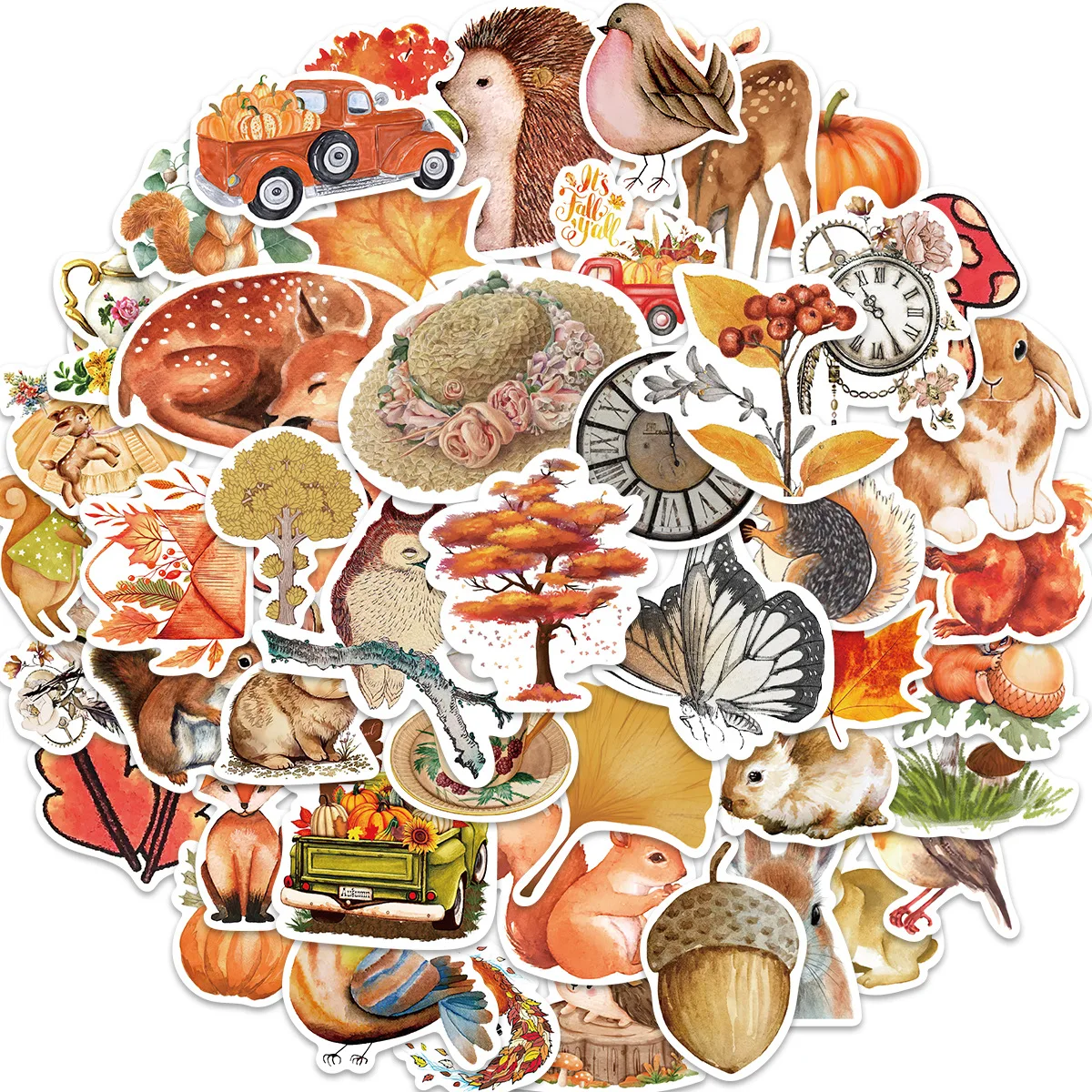 10/30/50PCS Cartoon Autumn Forest Animal Stickers Graffiti iPad Notebook Car Guitar  Pattern Scrapbook Toys Decoration Wholesale