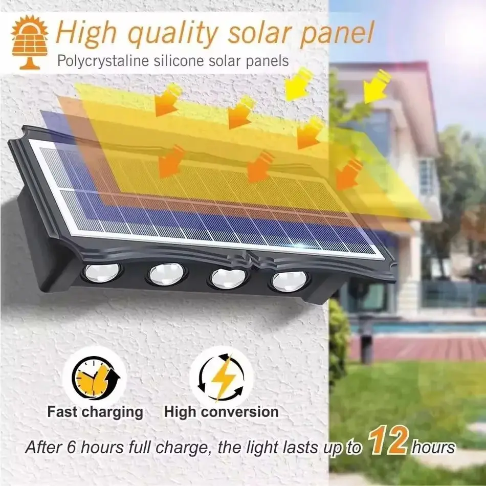 

4/6/8 LED Solar Wall Washing Lamp IP65 Waterproof Outdoor LED Wall Light Courtyard Solar Lamp Decorative Balcony Garden Lights