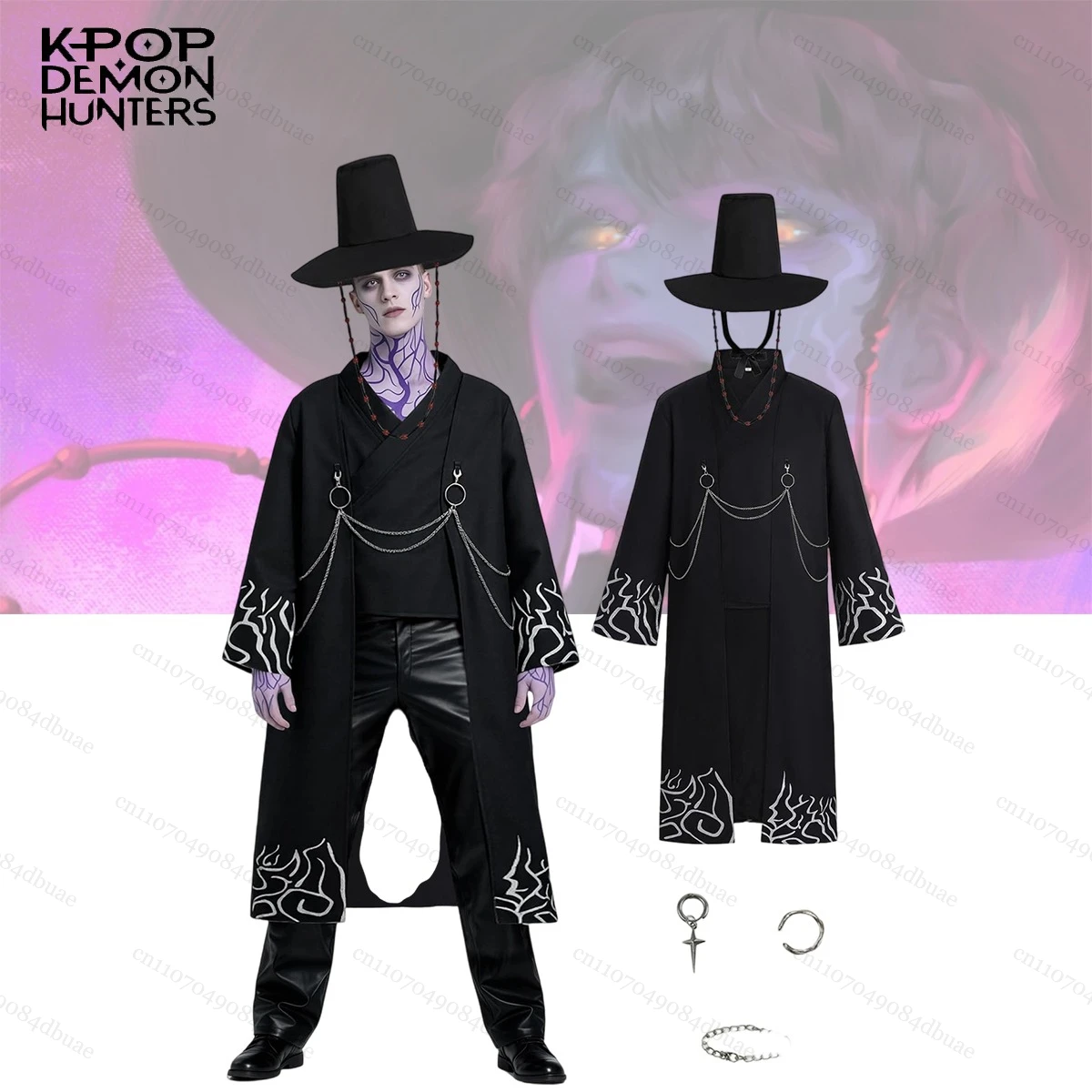 Costume da uomo Kpop Demon Cosplay Hunters Saja Boys Costume Jinu con abito tradizionale e cappello Costumi di Halloween per adulti