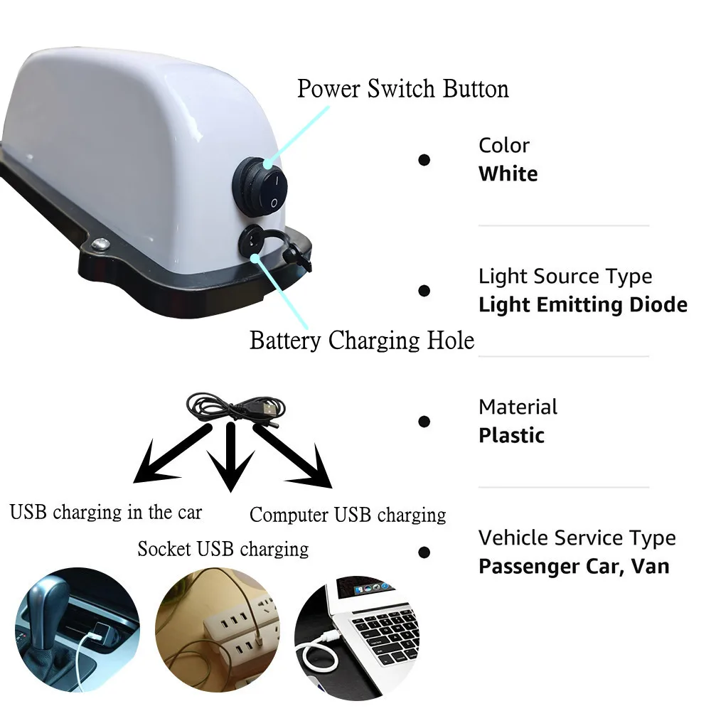 Batteria ricaricabile USB vuoto Taxi luce superiore tetto Taxi segno con Base magnetica impermeabile Taxi cupola luce luce bianca segno fai da te