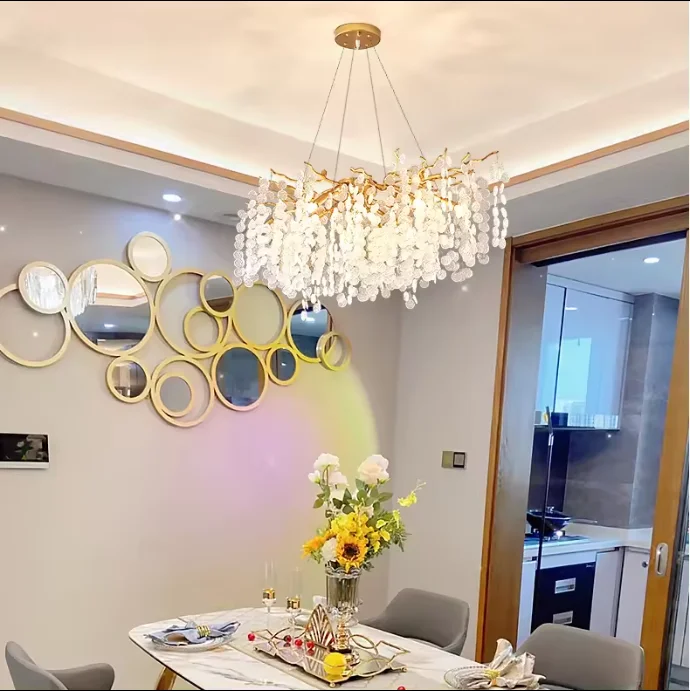 Factory Price Dinning Room Living Room Tree Branch Lamp Stainless Steel Modern clear Crystal