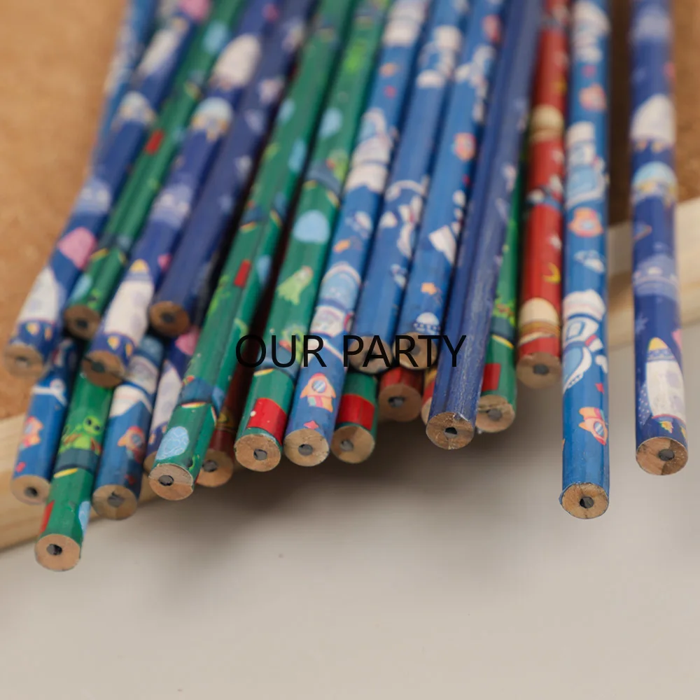 24Pcs Cartoon Astronaut Rocket HB Writing Painting Pencils for Kids Outer Space Theme Birthday Party Favors Back To School Gifts